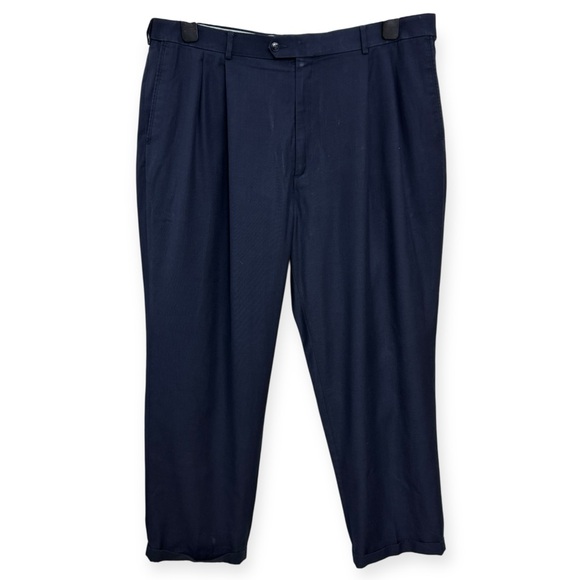 Roundtree & Yorke Dark Blue Pleated Dress Pants 42W30L *601 - Picture 1 of 2
